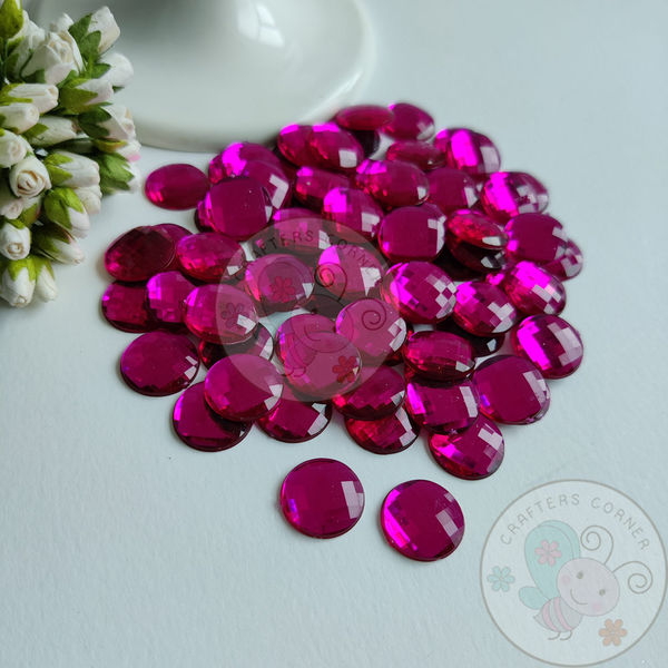 Magenta Gems Kundan Stones Round (Flat Back)