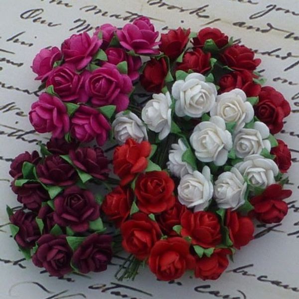 RED TONE WHITE AND FUSCIA PINK - Micro Roses Combo