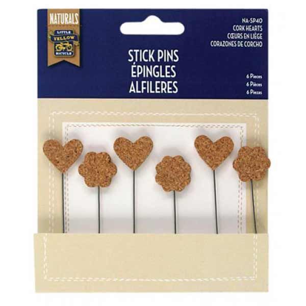 Cork Hearts - Stick Pins