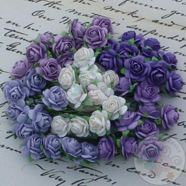 Purple Lilac Tone & White - Micro Roses Combo