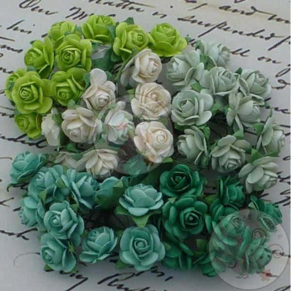 Green Tone & White - Micro Roses Combo