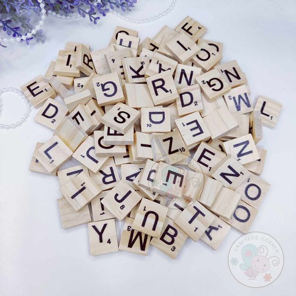 Wooden Alphabet Tiles - Assorted