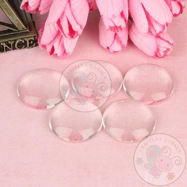 Clear Glass Round Cabochons No 15