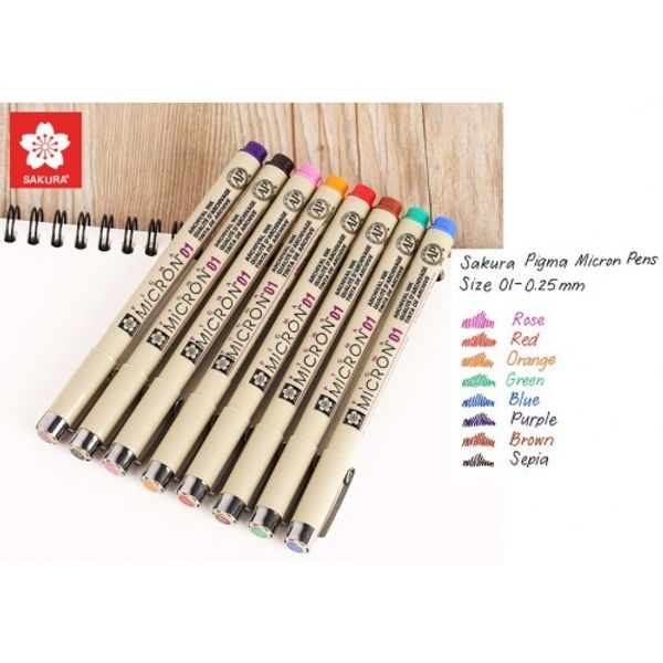 PIGMA MICRON 01-SET OF 8 ASSORTED COLOURS