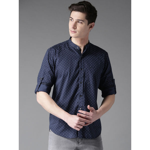 blue printed casual shirt