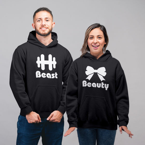 beauty and beast couple hoodies