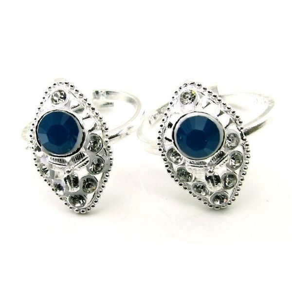 Ethnic Indian Style Handmade Crystal Enemal Toe Rings Pair Real Solid ...