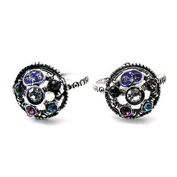 Ethnic Indian Style Handmade Crystal Enemal Toe Rings Pair Real Solid ...