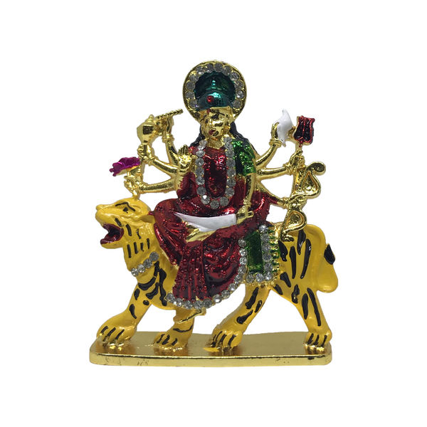 Shera Wali Mata With Stone Idol Brass Color Medium Size Best For