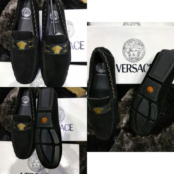 Buy First Copy Replica Versace Black Leather Loafers Online India