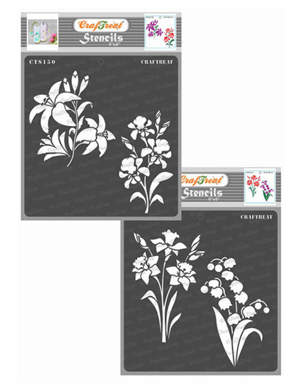 craftreat stencil lily iris daffodil bell flower design stencil