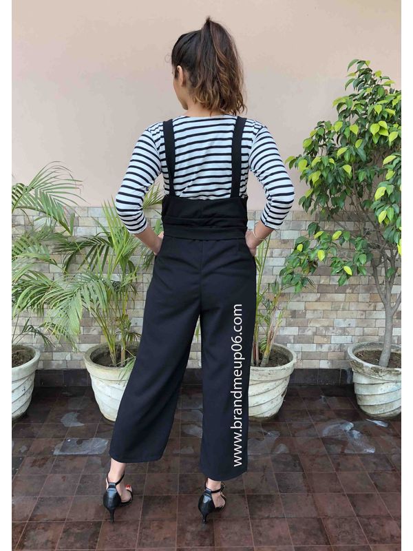 Wide Leg Stripe Suspender Pants – VÊTU