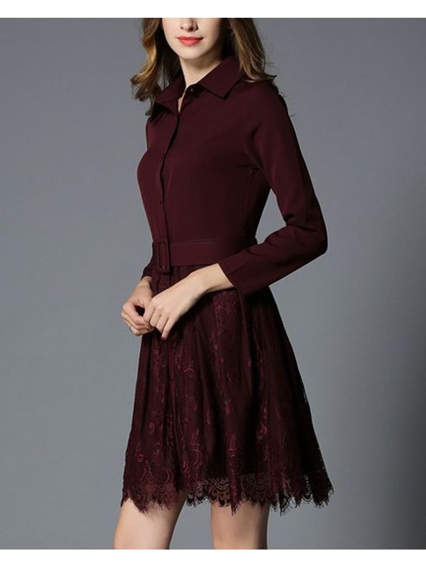 New Style Lapel Lace Wine Color Long Sleeve Dress Coloring Wallpapers Download Free Images Wallpaper [coloring436.blogspot.com]