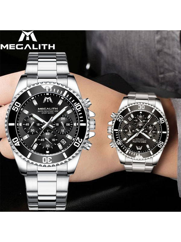 Overfly Megalith Black Chronograph Luxury Watch for Men's - NOW IN INDIA