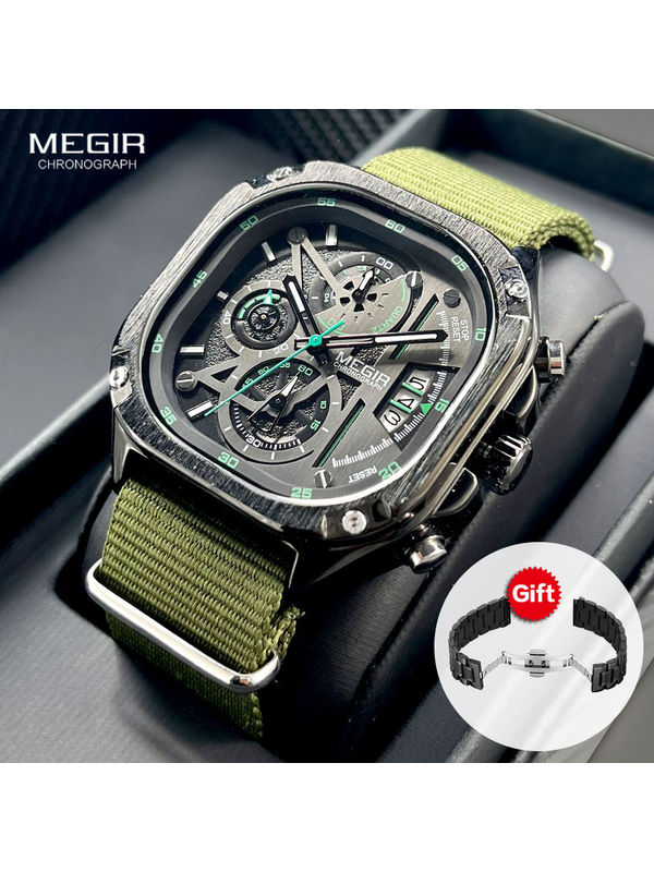 MEGIR Analog Chronograph Luxury Men's Watch (With Extra Nylon Strap)