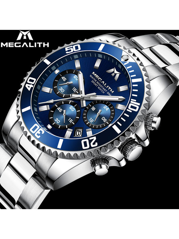 OVERFLY Luxury Chronograph Watch for Men's - MEGALITH NOW IN INDIA (6381-Blue)