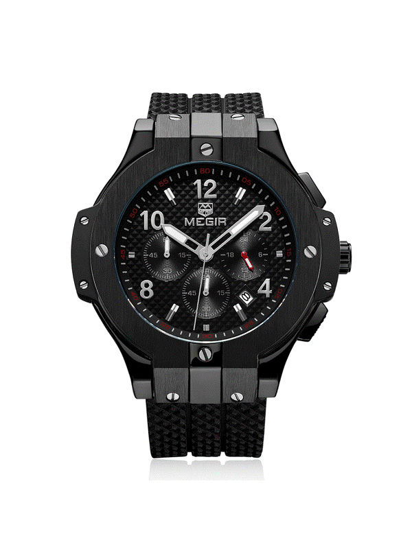 Megir-3050-Black Chronograph Men's Watch