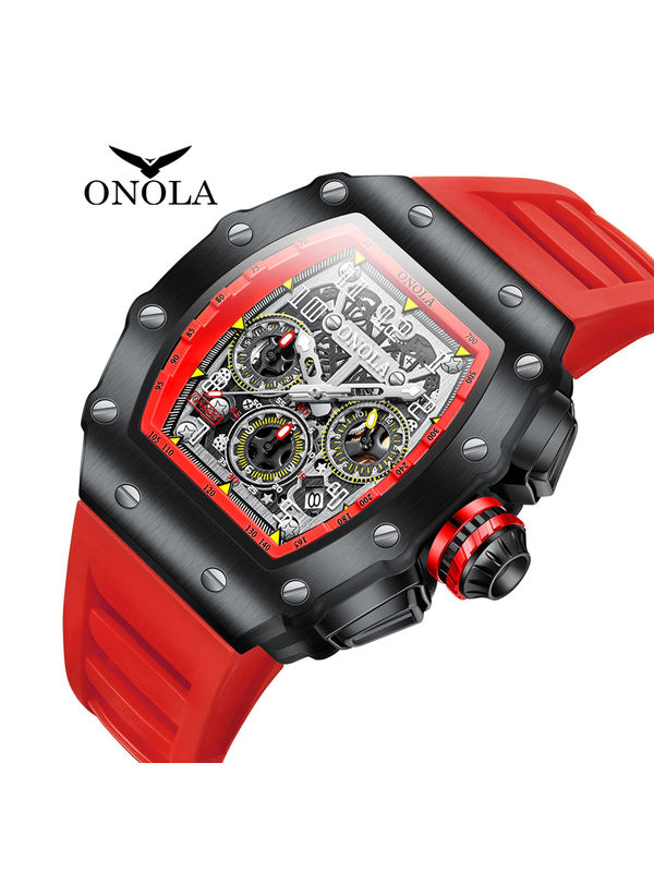 OVERFLY Onola Unique  Dial Chronograph Luxury Men's Watch (NOW IN INDIA)6826-BLK-RED