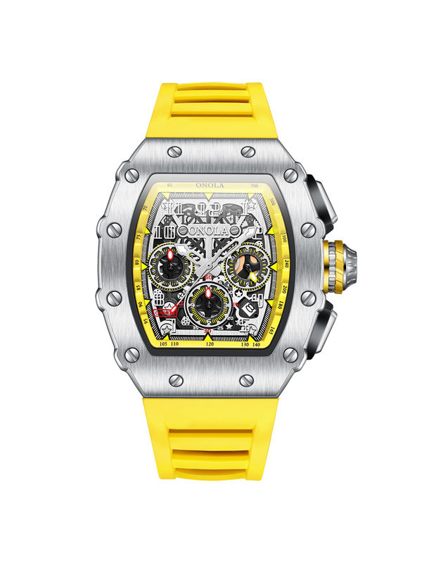 OVERFLY Onola Unique  Dial Chronograph Luxury Men's Watch (NOW IN INDIA)6826-Yellow-Silver