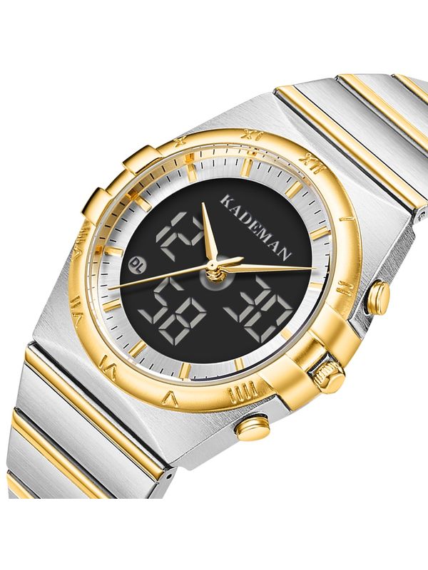 OVERFLY KADEMAN Luxury Digiatl Chronograph & Dual Time ladies Watch ( NOW IN INDIA)(Gold-Silver)