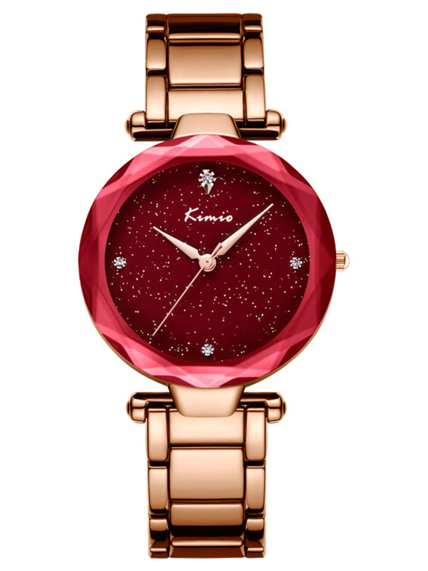 Kimio Analog Gold-Red Watch For-Ladies (K6295M)
