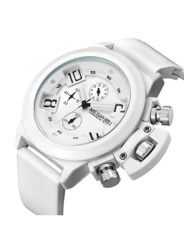 Megir-MG-2002-White  Analog  Mens Chronograph Watch