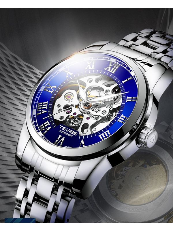 OVERFLY Tevise Blue Automatic Luxury Watch For-Men ( NOW IN INDIA) 9005-Silver