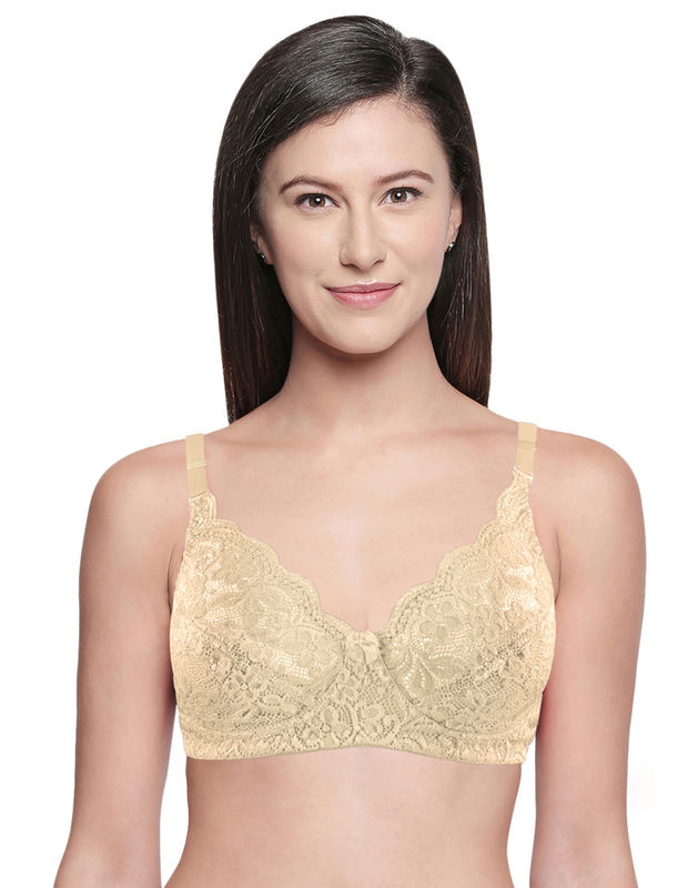 Buy Essential Lace Non Padded Wired Full Cup Bridal Wear Lace Bra Full  Support Bra - Purple Online