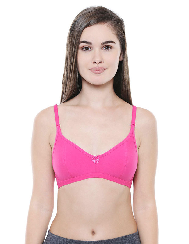 Perfect Coverage Bra-1575-N.Pink with free transparent strap