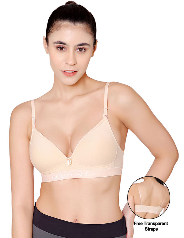 Bodycare Wire free, Seamless Padded Sports Bra -1606-SKIN