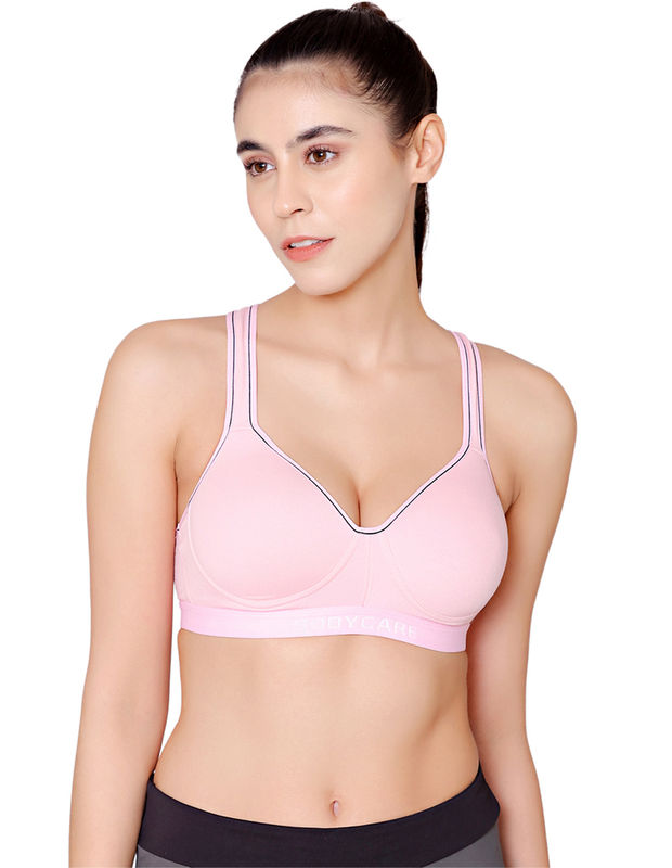 Bodycare Seamless Wire Free Padded Sports Bra-Pack Of 2 - Pink