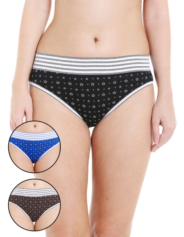 Bodycare Pack Of 3 Assorted Cotton Printed Hipster Briefs -2921