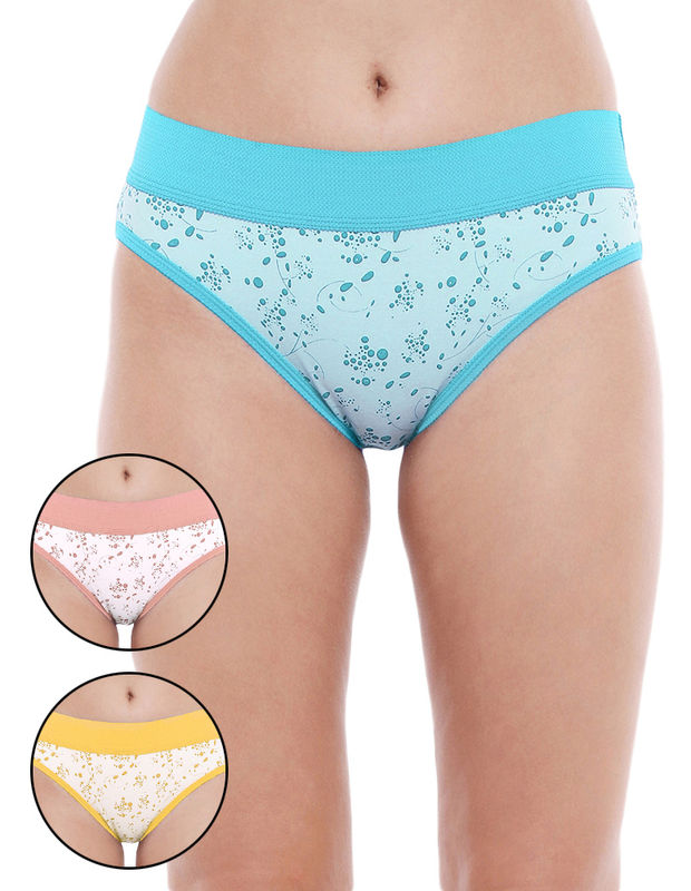 Bodycare Pack Of 3 Assorted Cotton Printed Hipster Briefs -2921, 2921