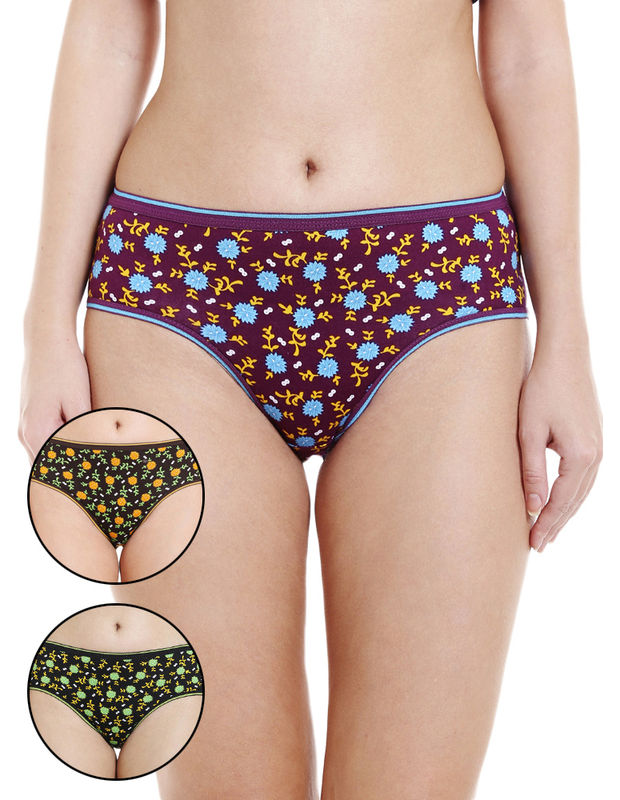 Pack Of 3 Bodycare Premium Cotton Printed Classic Panties-500-d, 500-d