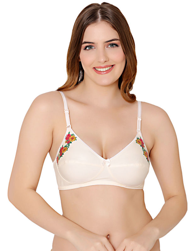 Bodycare polycotton wirefree convertible straps floral cup non padded bra-5510LSKIN