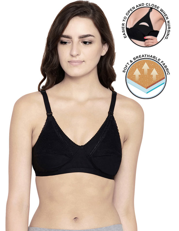 BODYCARE Cotton Full Coverage 5539B Maternity Feeding Bra (Black