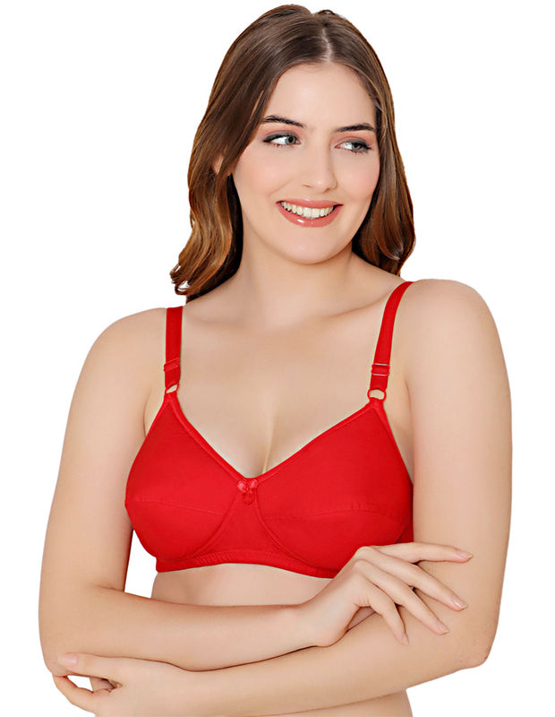 Bodycare cotton wirefree adjustable straps soft cup padded bra-5543RED