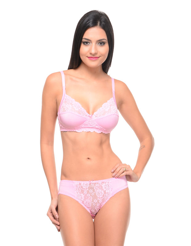 Bodycare Bridal Pink color Bra & Panty Set in Nylon Elastane-6404PI