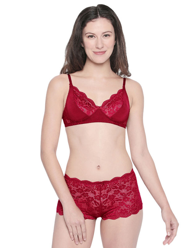 Women Self-design Maroon Cotton Blend Lingerie Set - 36b, Lingerie Dress,  Sexy Lingerie Set, Bridal bra Set, लिंगेरी सेट - Pankaj Pan and Recharge  Shop, Shirpur