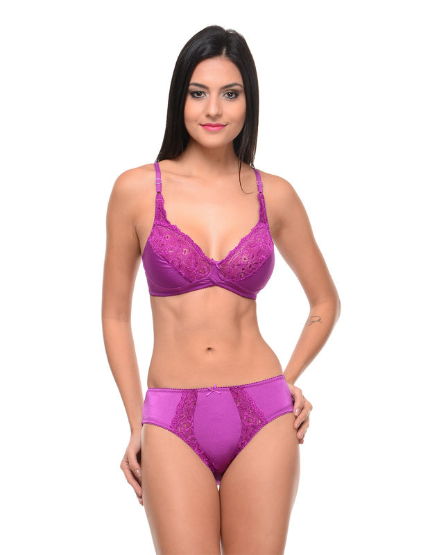 Bodycare Bridal Purple Color Bra Panty Set In Nylon Elastane-6407pu