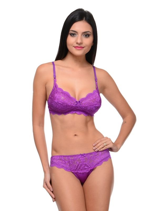 Bodycare Bridal Purple Color Bra Panty Set In Nylon Elastane-6408dpu