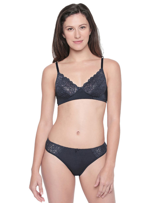 Bodycare Bridal Charcoal Bra Panty Lingerie Set - 6410chk