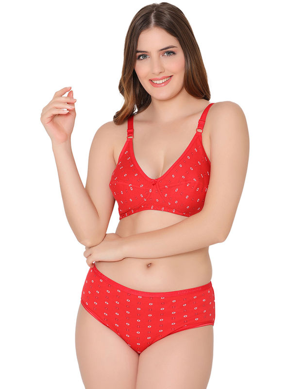 Polka-Dot Print Bra & Panty Set