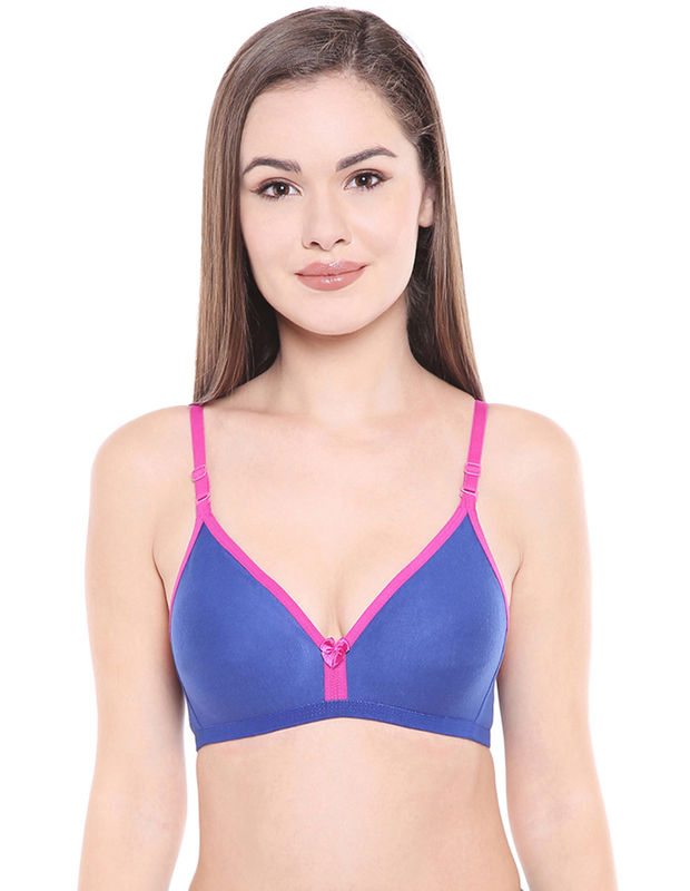 Seamless Cup Bra-6508RBLU with free transparent strap