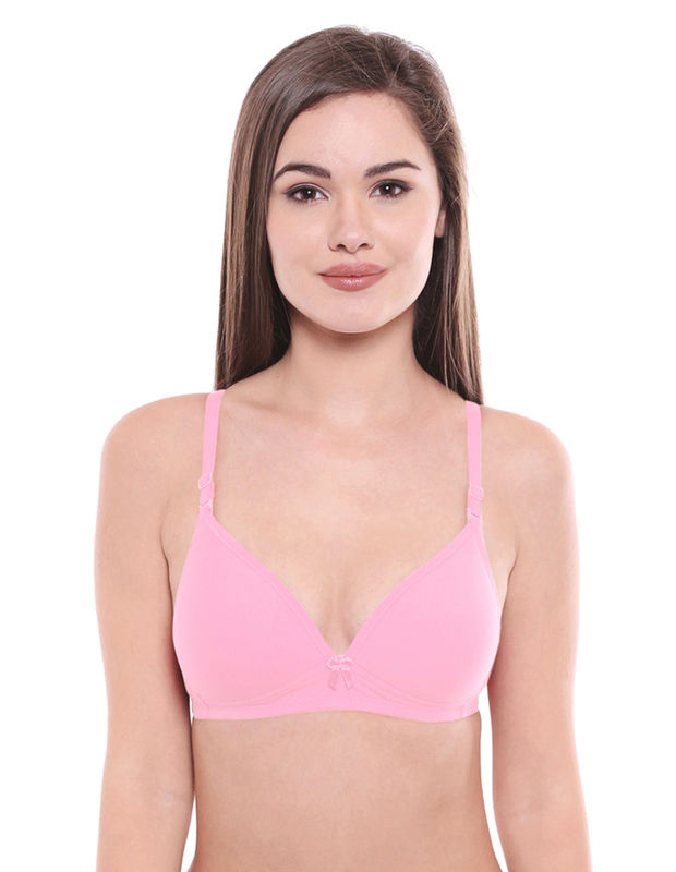 Lightly Padded Bra-6552PINK with free transparent strap