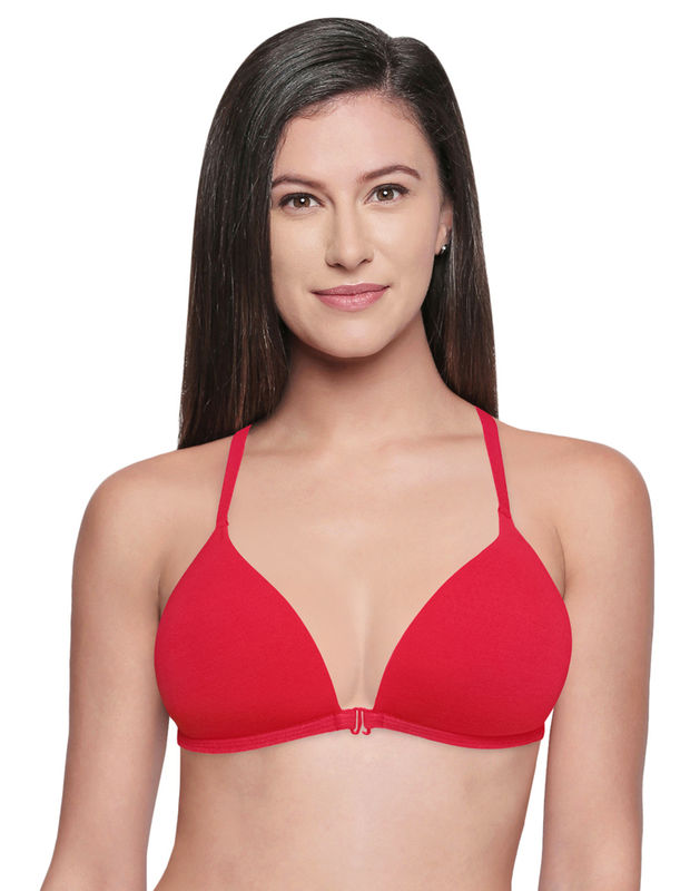 Bodycare Low Coverage, Front open, Seamless Padded Bra-6571-Red