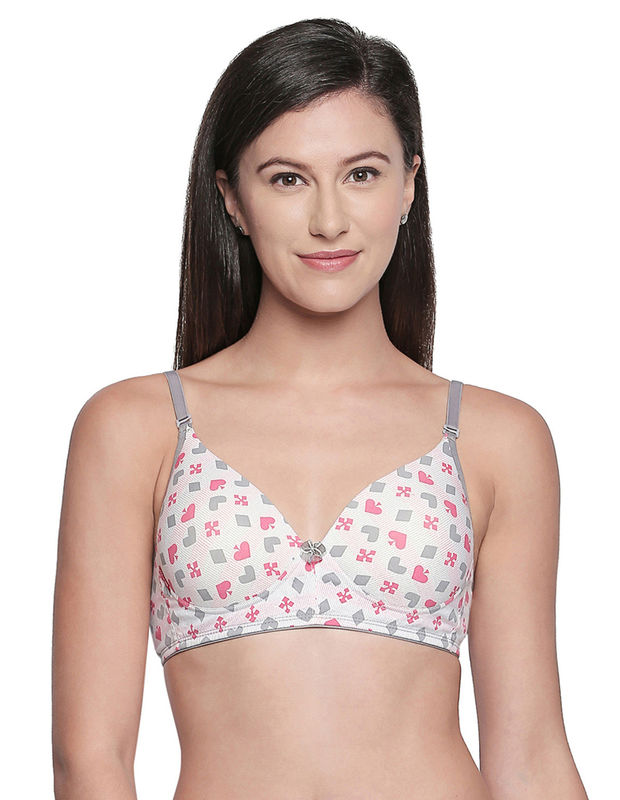 Seamless Printed Padded T-shirt Bra with Free Transparent Straps-6572-Assorted Print