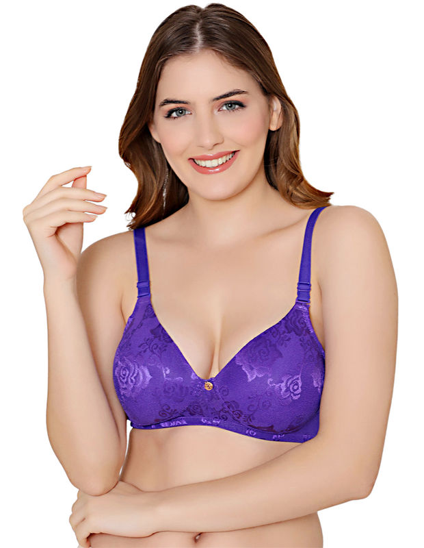 Bodycare nylon spandex wirefree adjustable straps designer net seamless  padded bra-6574PI