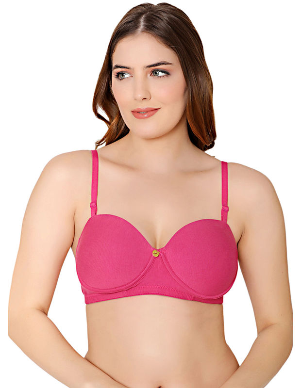 Bodycare cotton spandex wirefree convertible straps Seamless padded demi  cup bra-6575FUS