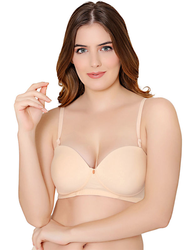Bodycare cotton spandex wirefree convertible straps Seamless padded demi cup bra-6575S